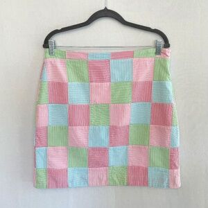 TALBOTS Women's Size 10 Pastels Patchwork Lined Mini Skirt 100% Cotton
